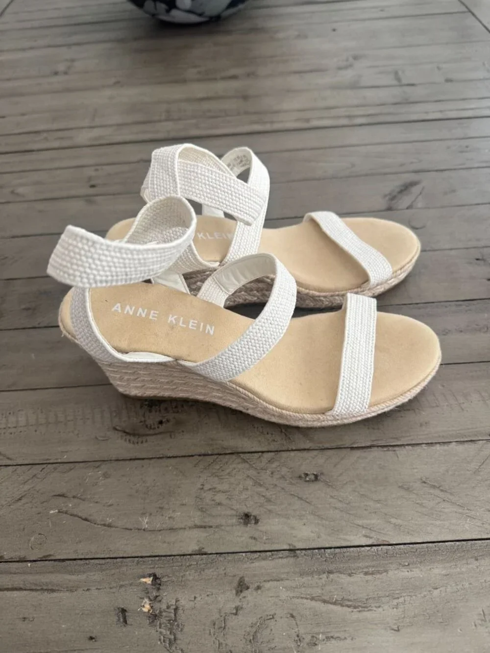 Anne Klein Willa Espadrille Wedge Platform Sandals White Size 9